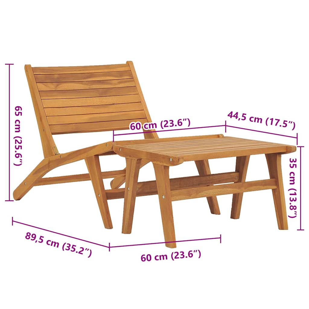 49366 vidaXL Garden Chair with Footrest Solid Teak Wood