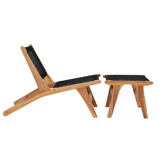 Sun Lounger with Footrest Solid Teak Wood and Rope Sun Lounger with Footrest Solid Teak Wood and Rope