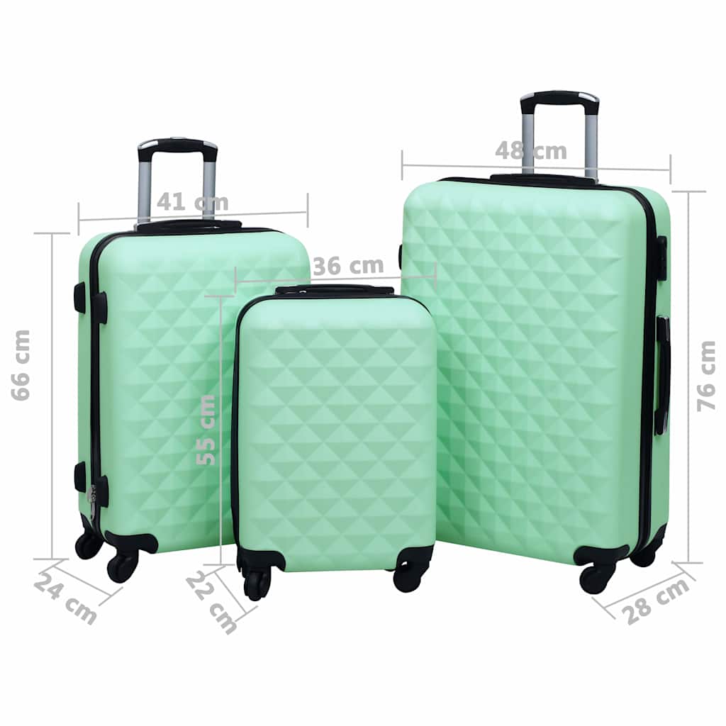 92415 vidaXL Hardcase Trolley Set 3 pcs Mint ABS