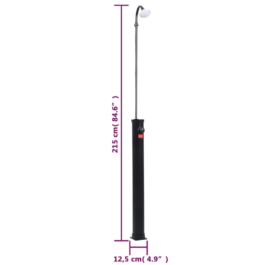 92295 vidaXL Garden Solar Shower Black 215 cm 8 L