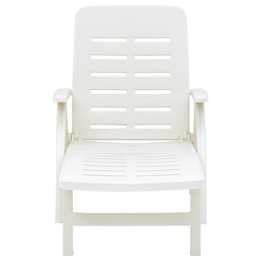Folding Sun Lounger Plastic White Folding Sun Lounger Plastic White