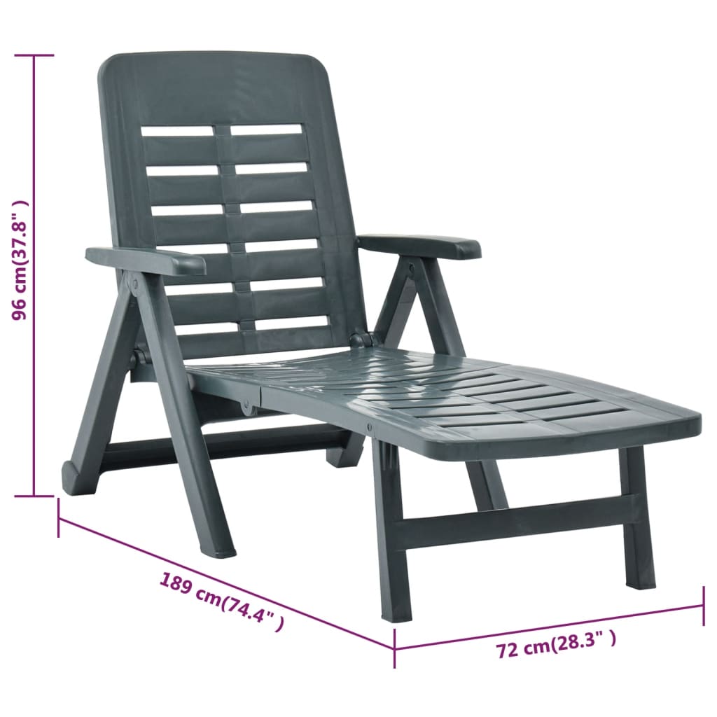 48755 vidaXL Folding Sun Lounger Plastic Green