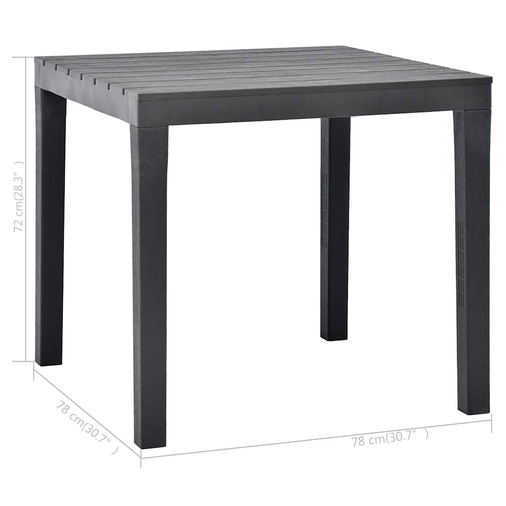 48784 vidaXL Garden Table Anthracite 78x78x72 cm Plastic