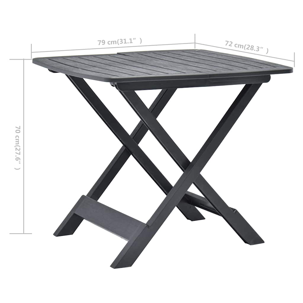 48792 vidaXL Folding Garden Table Anthracite 79x72x70 cm Plastic