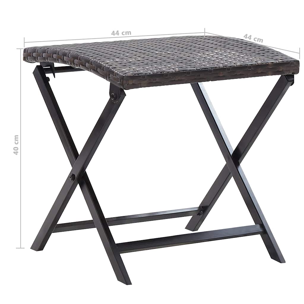 45772 vidaXL Folding Stool Poly Rattan Brown