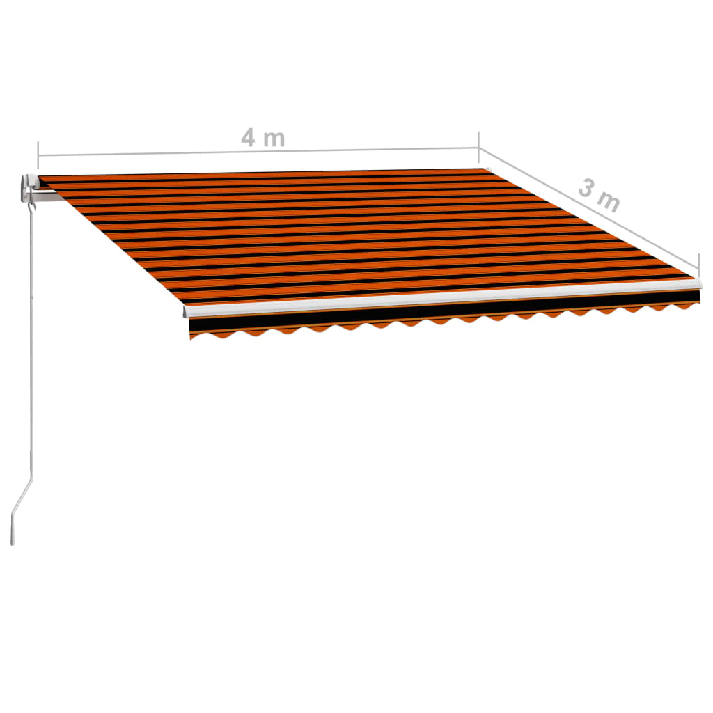 Manual Retractable Awning 400x300 cm Orange and Brown