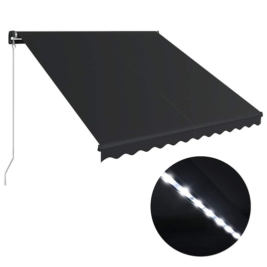 Manual Retractable Awning with LED 350x250 cm Anthracite Manual Retractable Awning with LED 350x250 cm Anthracite