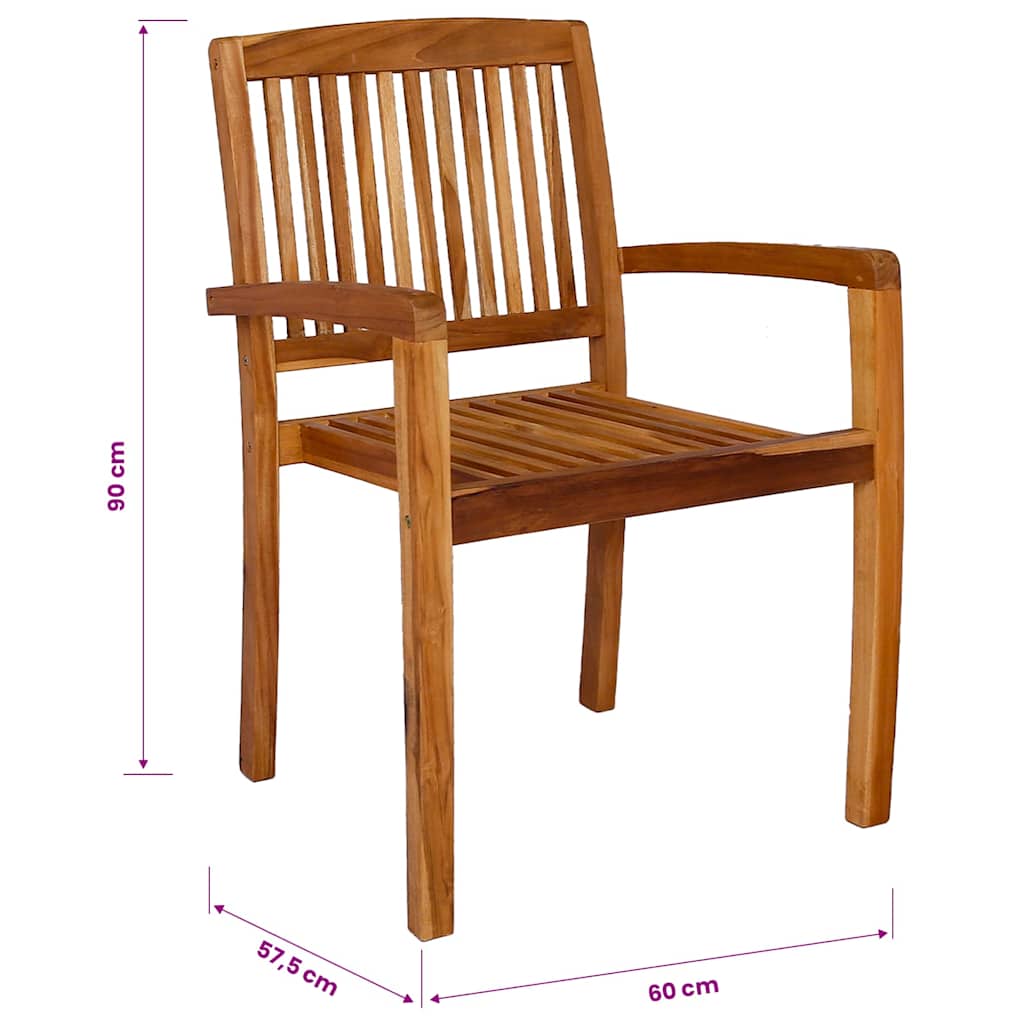 49387 vidaXL Stacking Garden Dining Chairs 2 pcs Solid Teak Wood