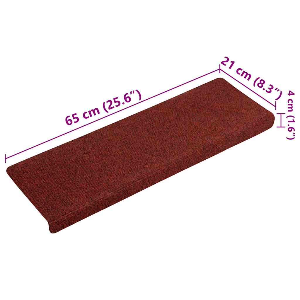 Stair Mats Self-adhesive 15 pcs 65x21x4 cm Bordeaux Red Rectangular Edge