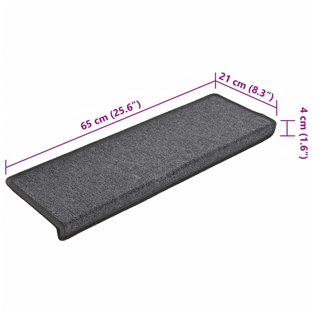Stair Mats 15 pcs 65x21x4 cm Dark Grey Rectangular Edge