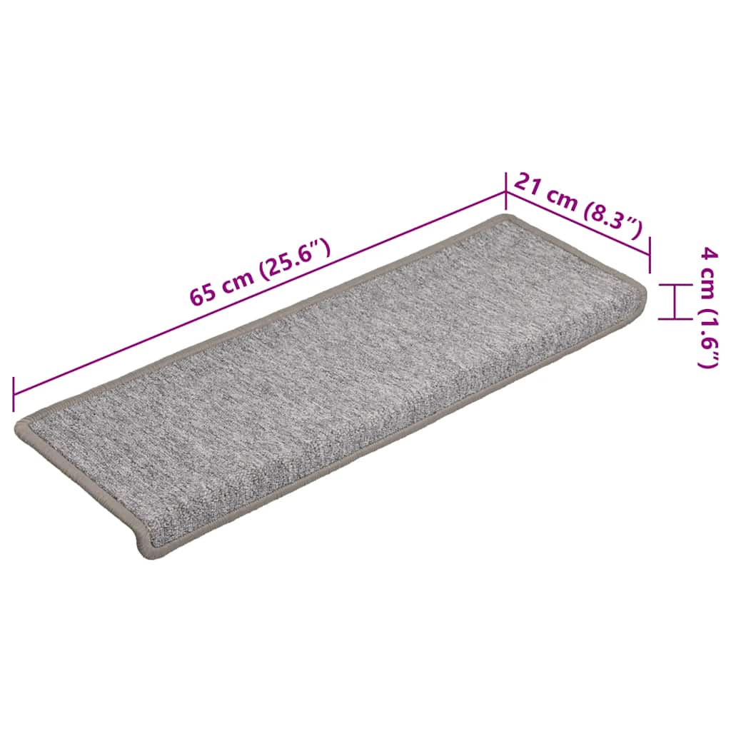 Stair Mats 15 pcs 65x21x4 cm Light Grey Rectangular Edge