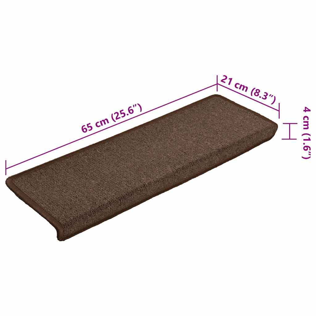 Stair Mats 15 pcs 65x21x4 cm Brown Rectangular Edge