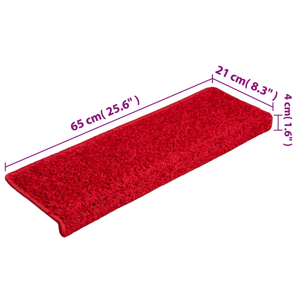Stair Mats 15 pcs 65x21x4 cm Red Rectangular Edge