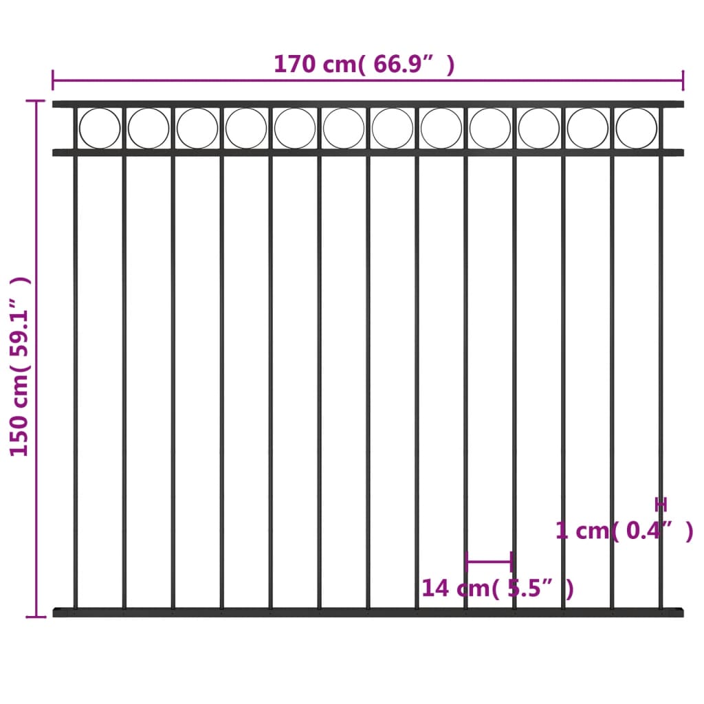 Fence Panel Assen Steel 1.7x1.5 m Black