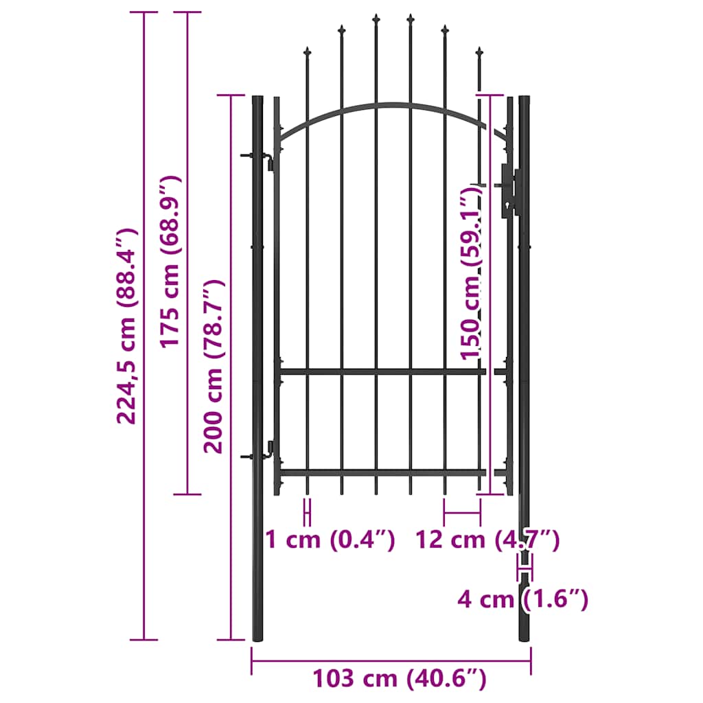 Garden Gate Woerden Steel 1x1.7 m Black