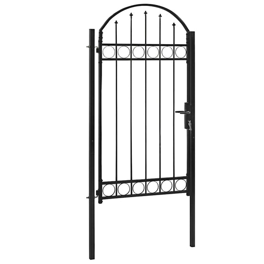 Fence Gate "ASSEN" with Arched Top Steel 102x200 cm Black Fence Gate "ASSEN" with Arched Top Steel 102x200 cm Black