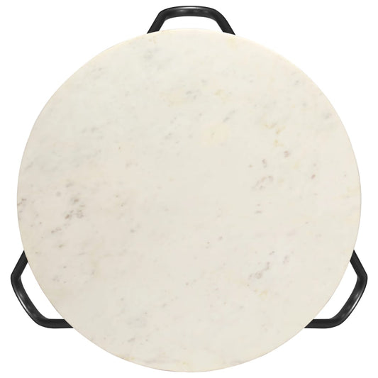 Coffee Table White 65x65x42 cm Real Stone with Marble Texture Coffee Table White 65x65x42 cm Real Stone with Marble Texture