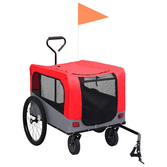 2-in-1 Pet Bike Trailer & Jogging Stroller Red and Grey 2-in-1 Pet Bike Trailer & Jogging Stroller Red and Grey