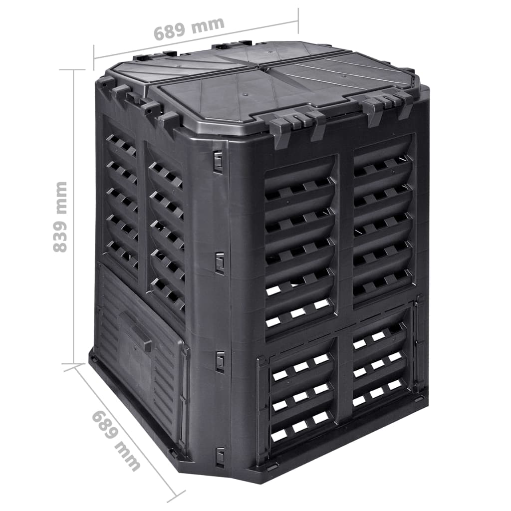 146275 vidaXL Garden Composter Black 68,9x68,9x83,9 cm 360 L