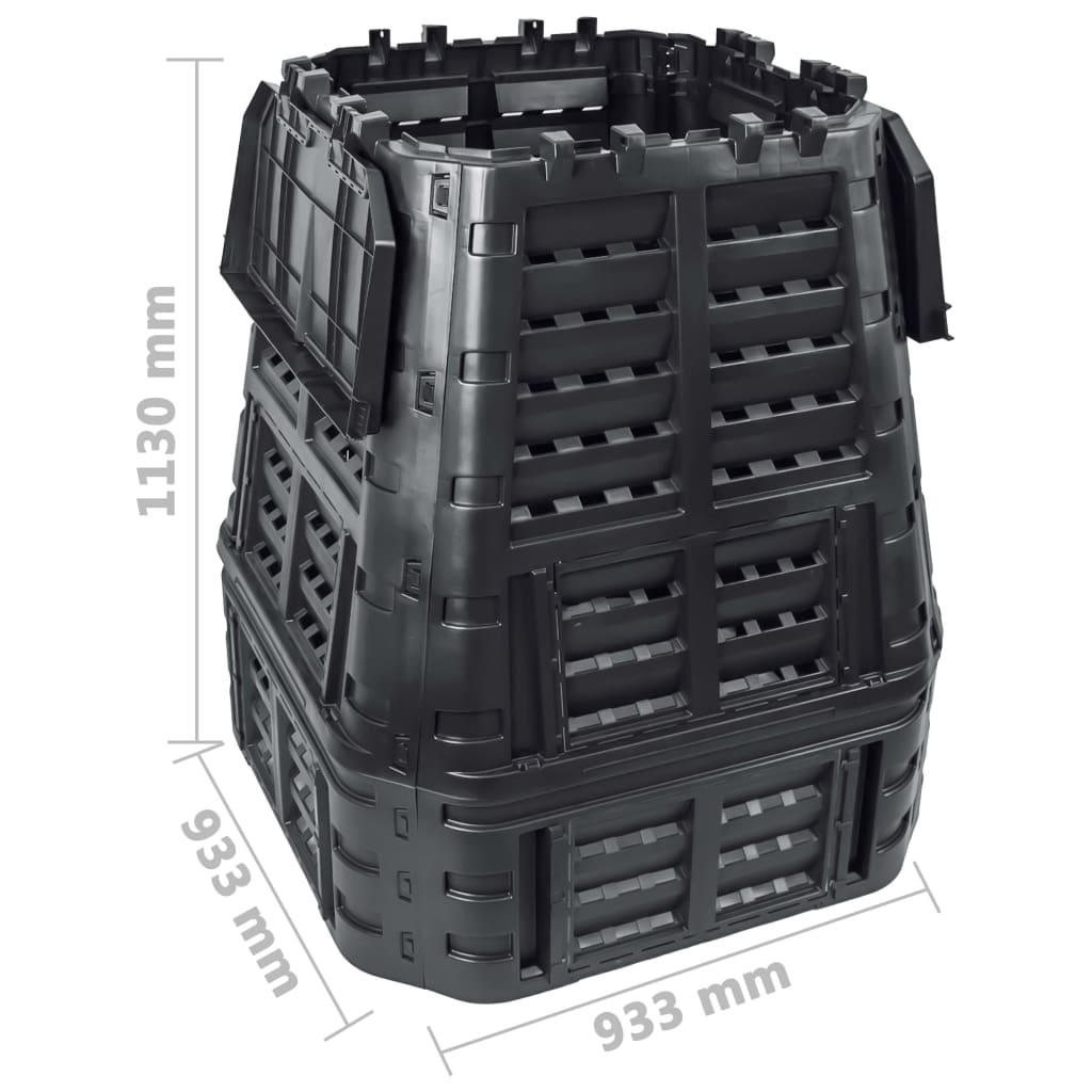 146277 vidaXL Garden Composter Black 93,3x93,3x113 cm 740 L