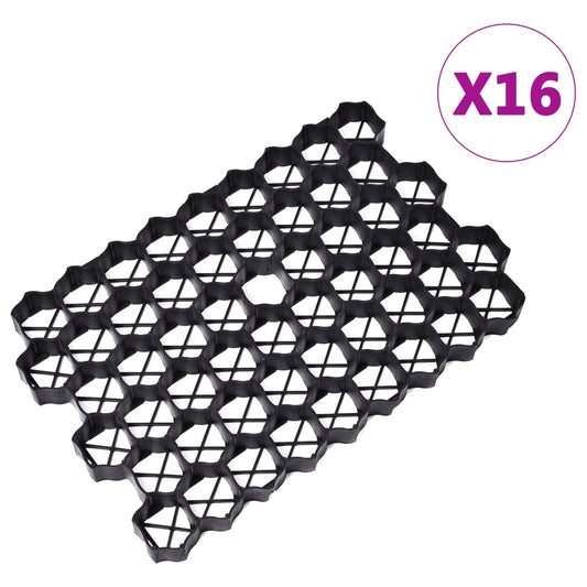 Grass Grids 16 pcs Black 60x40x3 cm Plastic Grass Grids 16 pcs Black 60x40x3 cm Plastic