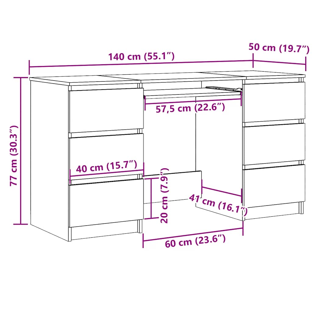 Writing Desk Sonoma Oak 140x50x77 cm Engineered Wood