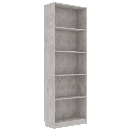 5-Tier Book Cabinet Concrete Grey 60x24x175 cm Engineered Wood 5-Tier Book Cabinet Concrete Grey 60x24x175 cm Engineered Wood