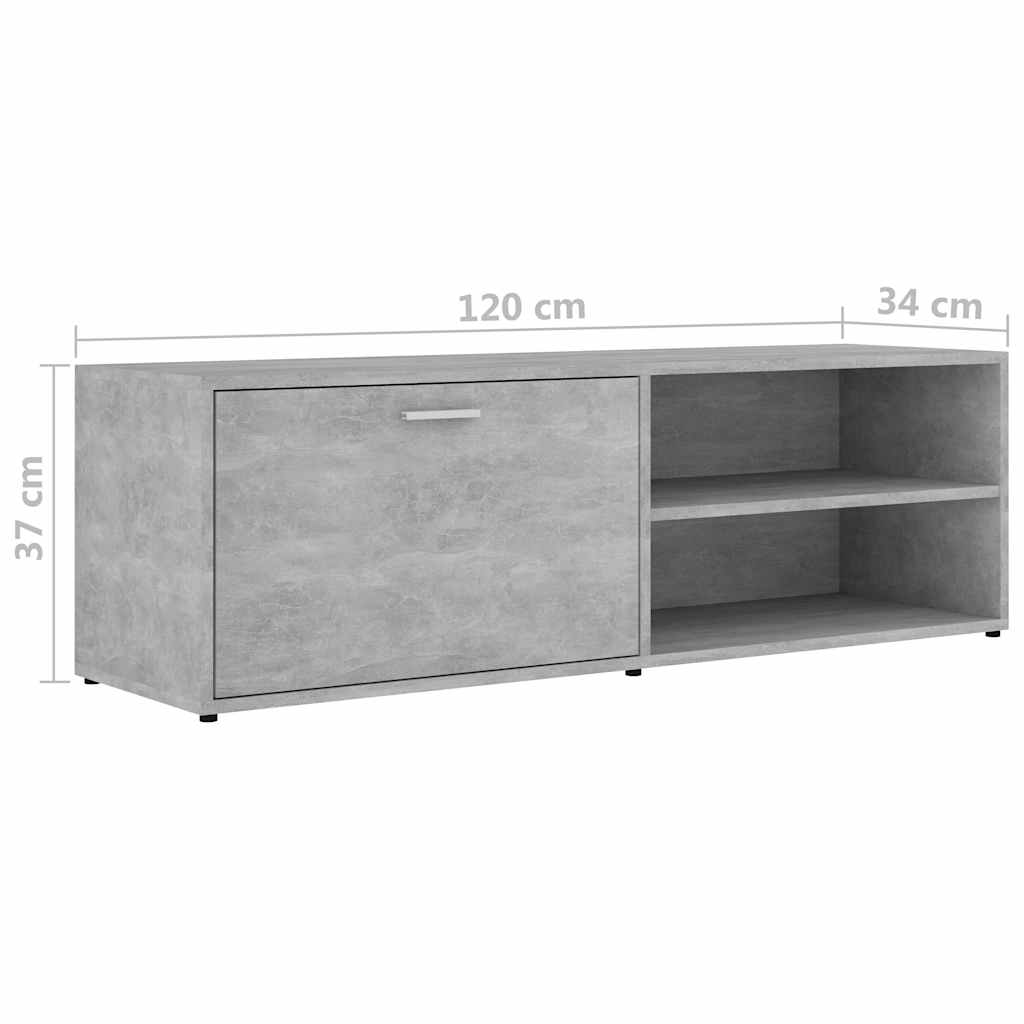 801156 vidaXL TV Cabinet Concrete Grey 120x34x37 cm Engineered Wood