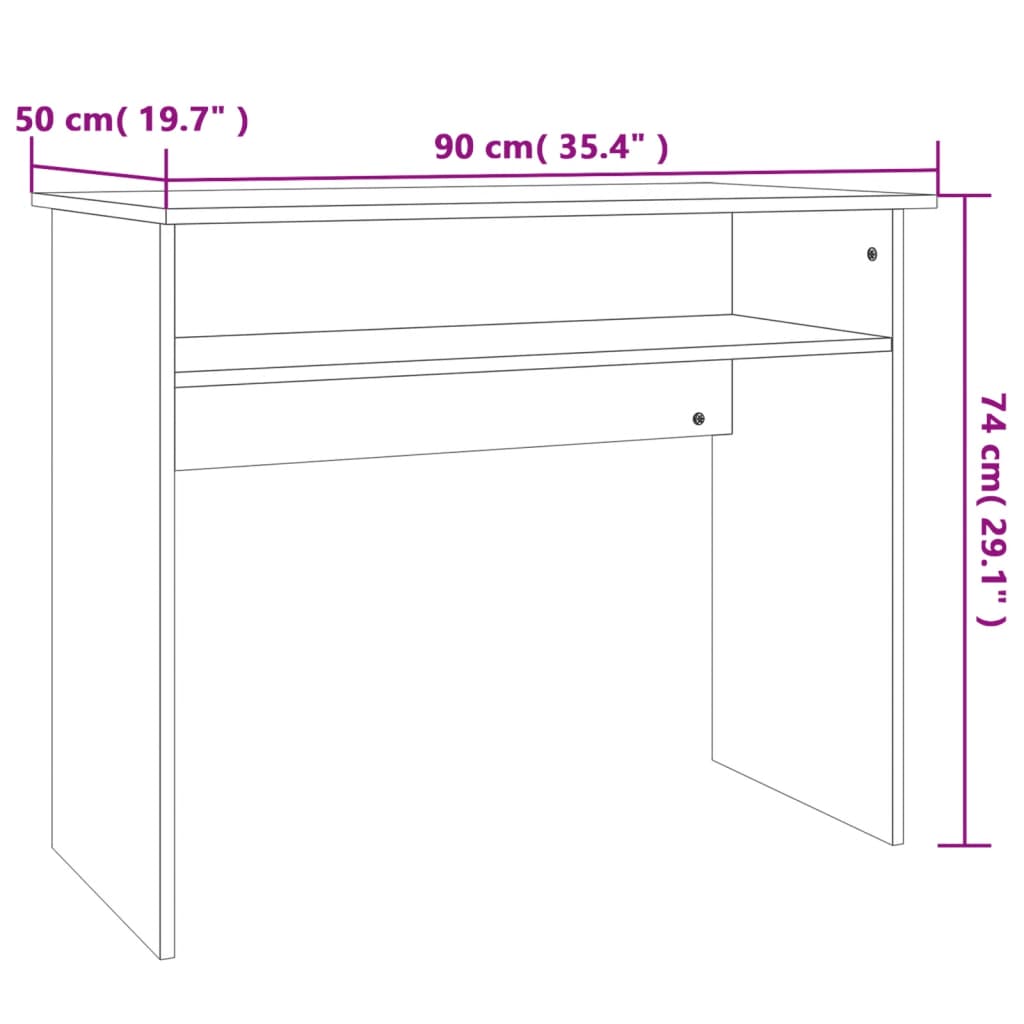 801174 vidaXL Desk Concrete Grey 90x50x74 cm Engineered Wood