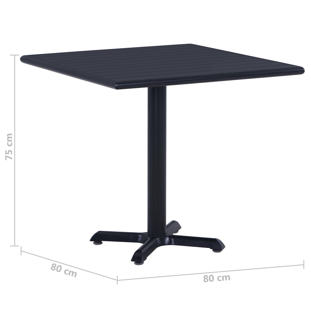 Garden Table Black 80x80x75 cm