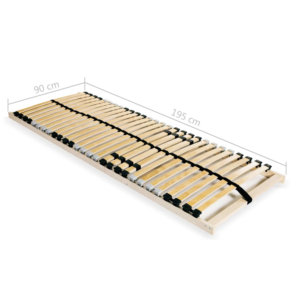 Slatted Bed Bases without Mattress 2 pcs with 28 Slats 90x200cm