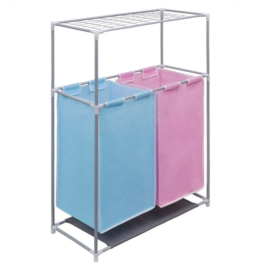 2-Section Laundry Sorter Hampers 2 pcs with a Top Shelf for Drying 2-Section Laundry Sorter Hampers 2 pcs with a Top Shelf for Drying