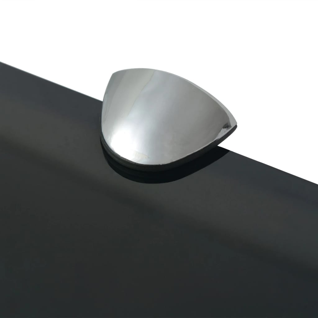 Floating Shelf | Set of 2 | Black | Tempered Safety Glass | 30x20 cm