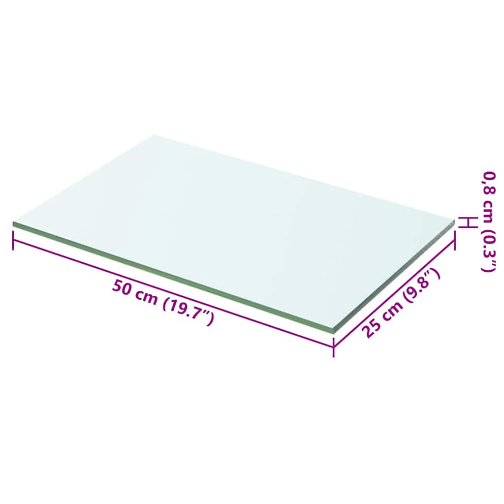 Shelves 2 pcs Panel Glass Clear 50x25 cm