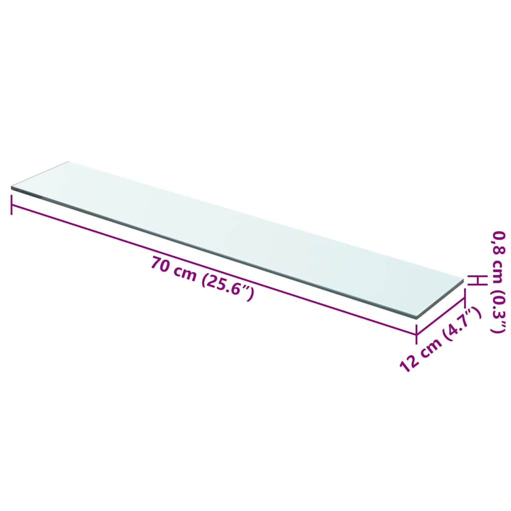 Shelves 2 pcs Panel Glass Clear 70x12 cm
