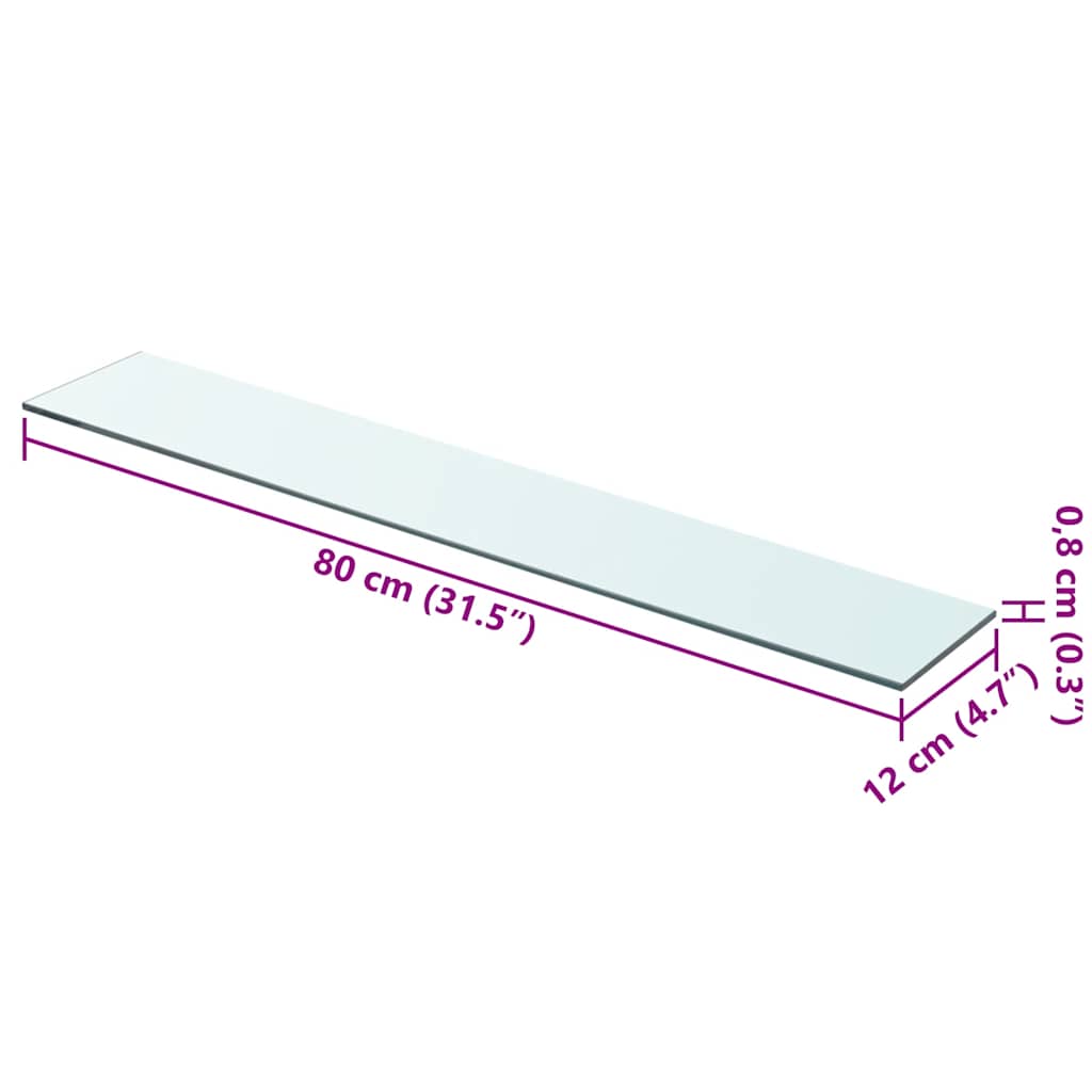 Shelves 2 pcs Panel Glass Clear 80x12 cm