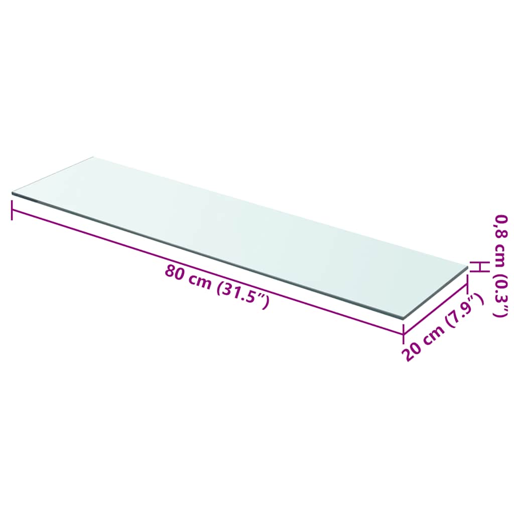 Shelves 2 pcs Panel Glass Clear 80x20 cm