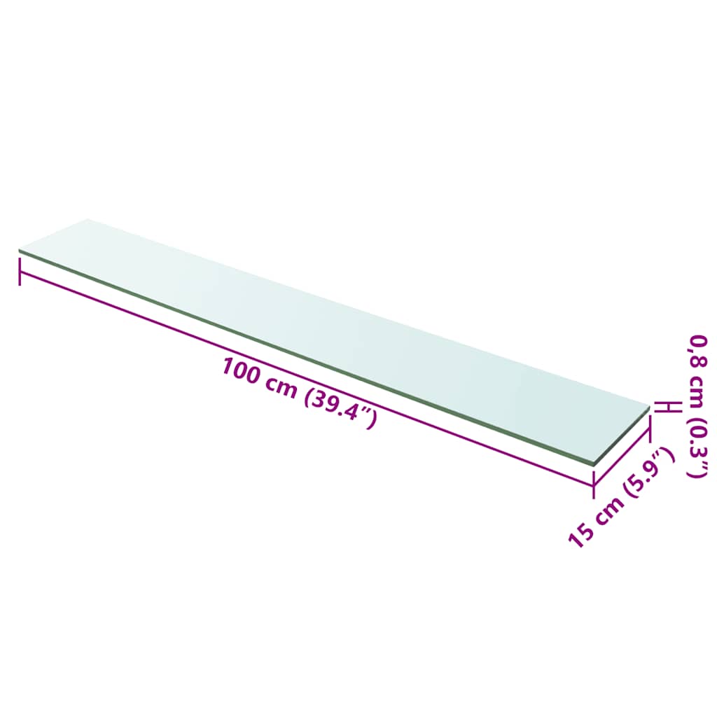 Shelves 2 pcs Panel Glass Clear 100x15 cm