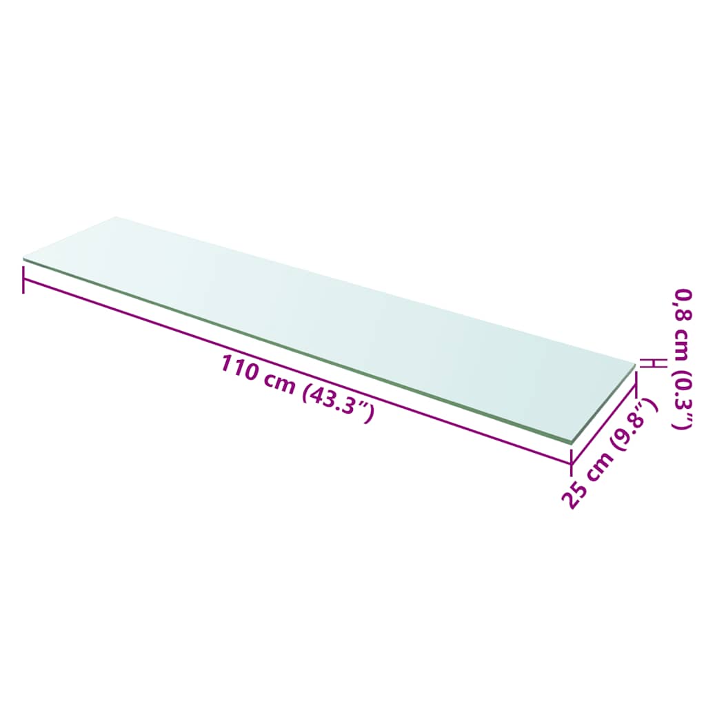Shelves 2 pcs Panel Glass Clear 110x25 cm