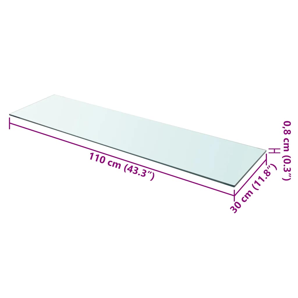 Shelves 2 pcs Panel Glass Clear 110x30 cm