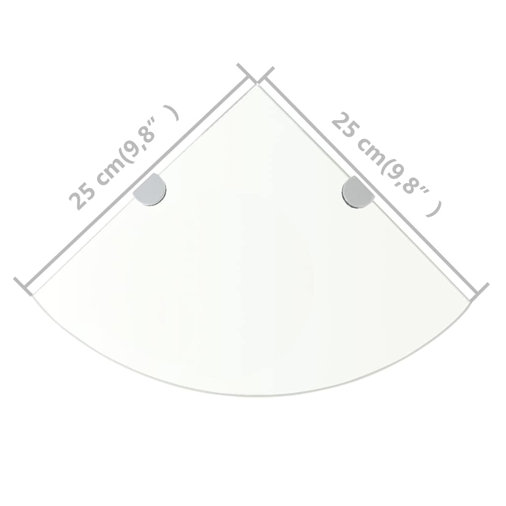 Corner Shelf | Set of 2 | Clear | Tempered glass | 25x25 cm