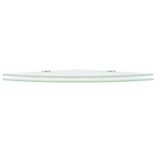 Corner Shelves 2 pcs with Chrome Supports Glass White 25x25 cm Corner Shelves 2 pcs with Chrome Supports Glass White 25x25 cm