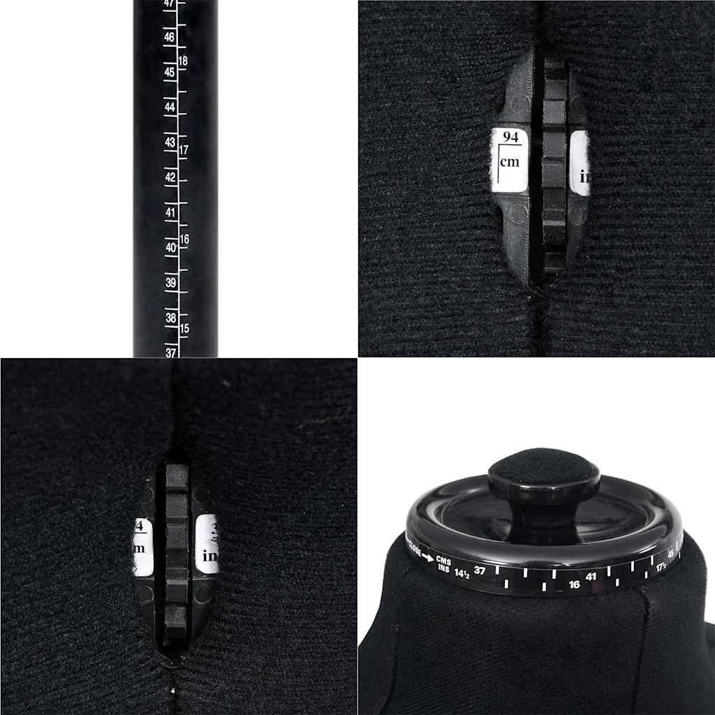 288494 vidaXL Adjustable Dress Form Male Black Size 37-45