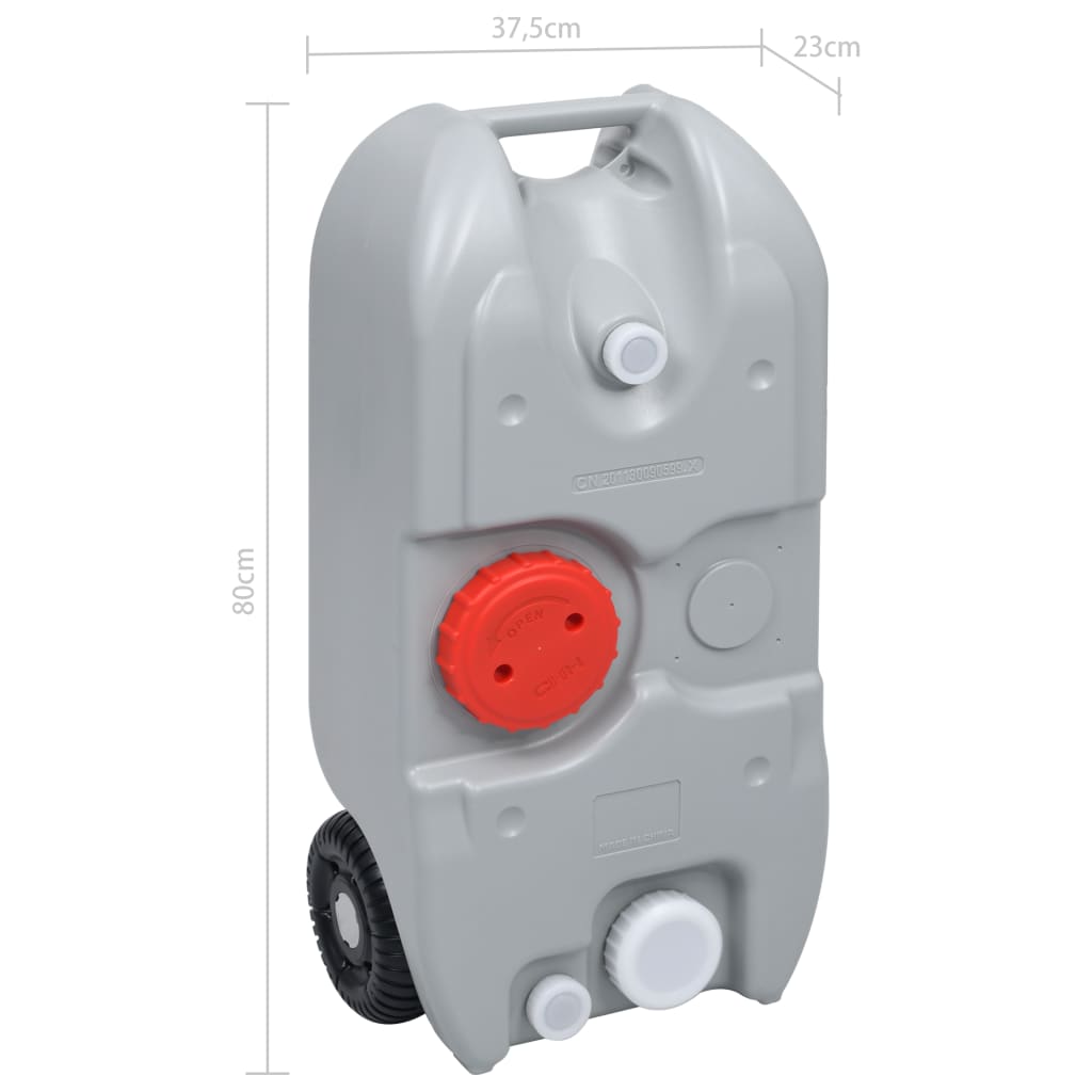 30134 vidaXL Wheeled Water Tank for Camping 40 L Grey