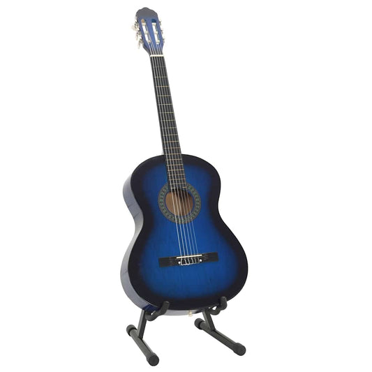 12 Piece Classical Guitar Beginner Set Blue 4/4 39" 12 Piece Classical Guitar Beginner Set Blue 4/4 39"