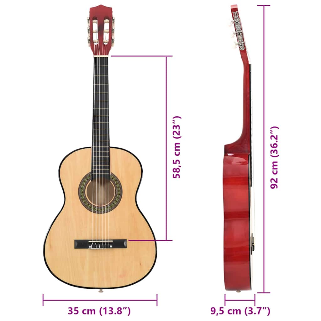 70115 vidaXL 8 Piece Classical Guitar Beginner Set 3/4 36