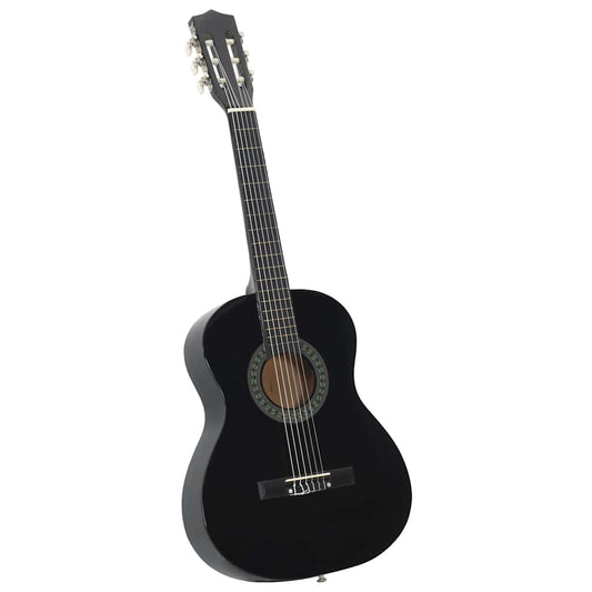 8 Piece Classical Guitar Beginner Set Black 3/4 36 8 Piece Classical Guitar Beginner Set Black 3/4 36
