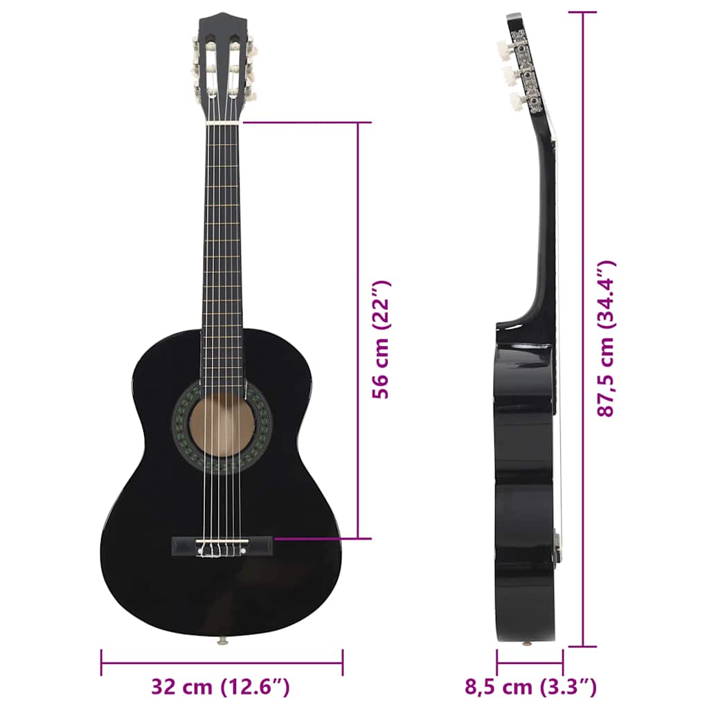 Classical Guitar for Beginner and Kids Black 1/2 34"