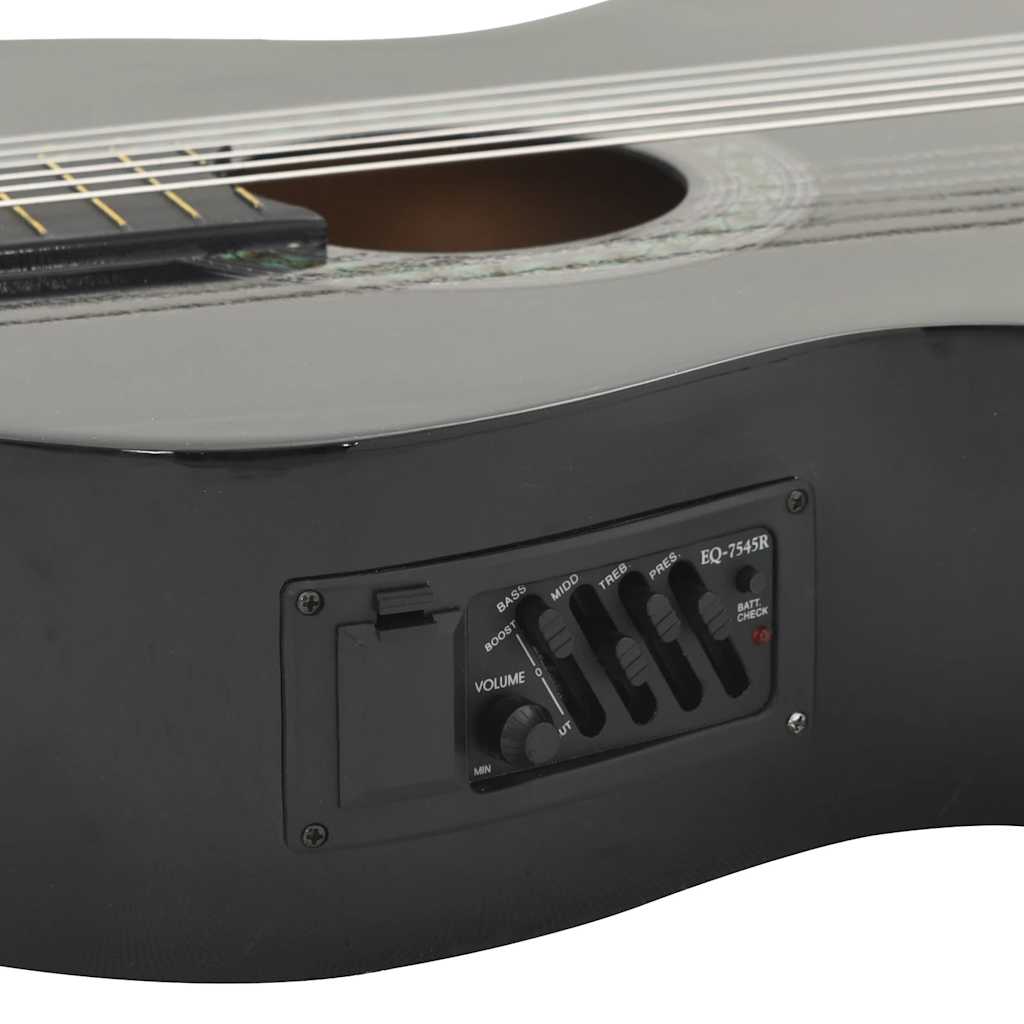 70139 vidaXL 12 Piece Western Guitar Set with Equalizer and 6 Strings Black
