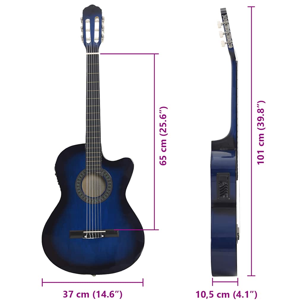 70141 vidaXL 12 Piece Western Guitar Set with Equalizer and 6 Strings Blue